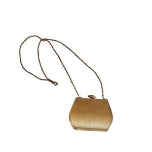 Vintage Jessica McClintock Evening Clutch Purse Gold Snap Closure Gold Chain